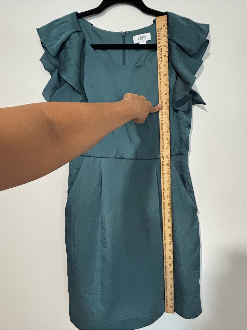 LOFT Teal Ruffle-Sleeve Mini Dress - Picture 7 of 13
